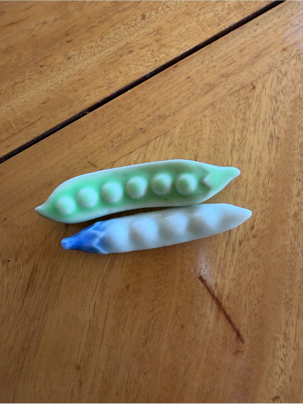 Green and Blue Ceramic Pea Pod Decorative Accent - Unbranded